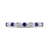 Diamond 1/3 Ct.Tw. And Blue Sapphire Stack Band in 14K White Gold ( 8 Diamond and 5 Blue Sapphire )